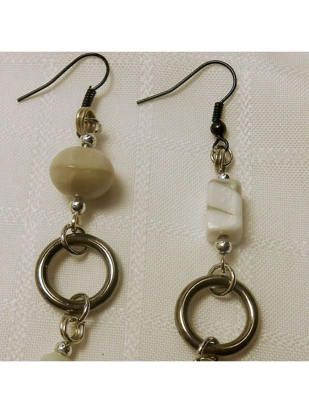 No 1791 Beautiful handmade assymetrical earrings with torch-worked glass pieces